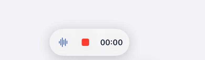 Aura's recording capsule: a waveform, a stop button and a timer.